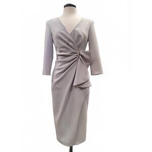 NEW CARLA RUIZ women's crepe cocktail dress in light grey